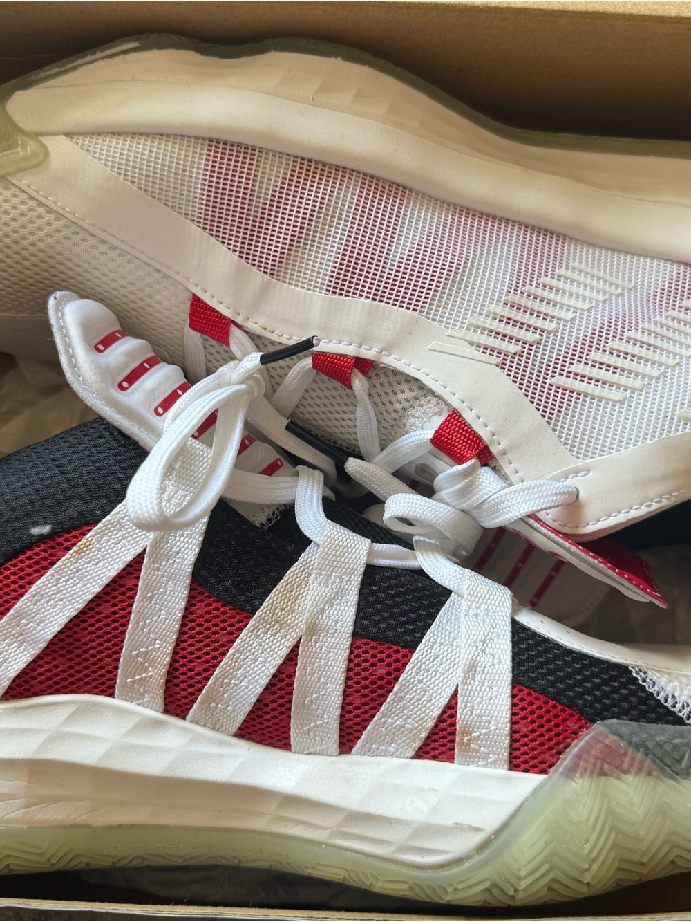 adidas Men's Athletic Shoes - White, Red, Black